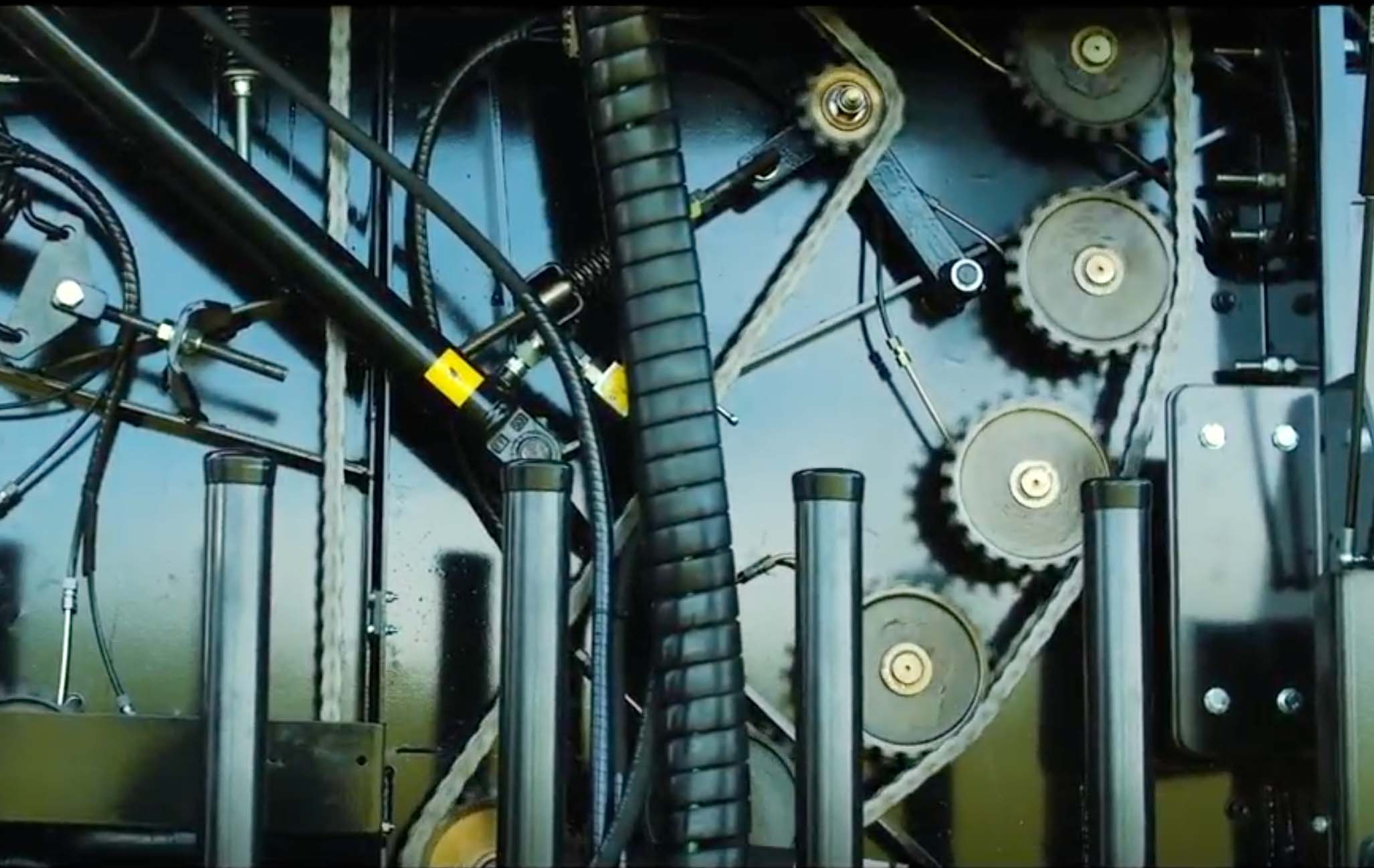 Closeup image of slide bearings on an agricultural machine